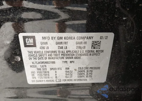 2022 Chevrolet Trax Fwd Ls from USA, damaged, VIN KL7CJKSM5NB531886